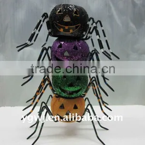 Handpainted Giltter Halloween Metal Spider Tealight Candle Holder thumbnail-1