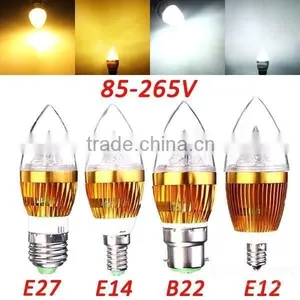 Glod Housing 3*1w E14/27 B22 Led Candle Light thumbnail-1