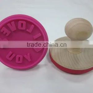 New Design Food Grade Silicone Cookie Stamp With Wooden Handle, Valentine's Gift thumbnail-3