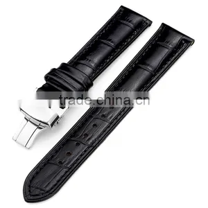 Men Waterproof Classic Head Layered Genuine Cow Leather Butterfly Clasp Watch Band 22mm 24mm thumbnail-3