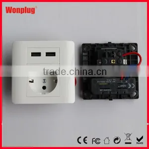 2100mAh Home Wall Charger Socket Plate Connector EU Plug Dual USB Ports Power Outlet Adapter Panel thumbnail-3