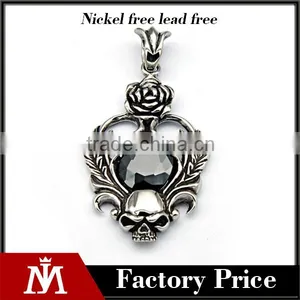 Classic Mens Hiphop Jewelry Never Fade Stainless Steel Crystal Skull Pendant Charm thumbnail-1