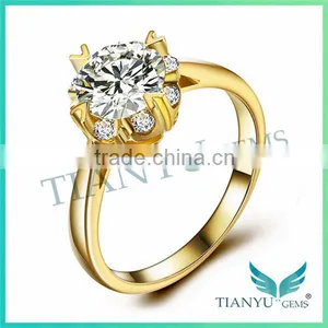 24K Gold Rings 1Carat Moissanite Rings Wedding,Engagement Rings thumbnail-2