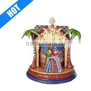 11.5inch Handmade Painted Polyresin Nativity House for Sale thumbnail-1