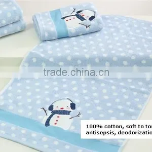 High Quality Cotton Towel Bath Set With Snowman Pattern thumbnail-3