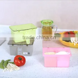 Plastic Square Salt Spice Jar Storage Containers With Spoon thumbnail-1