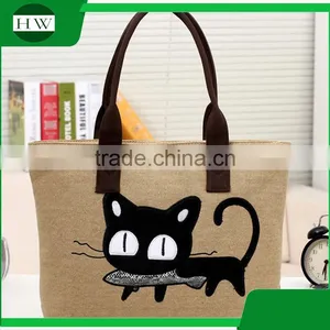 Promotional Fashion Eco Custom Printed Cotton Canvas Women Handbags Tote Bag thumbnail-2
