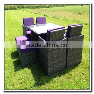 Audu Miami Purple Outdoor Garden Rattan Dining Set thumbnail-5