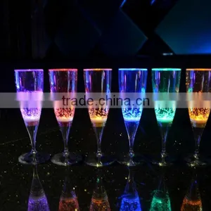 Multi-color Optional Promotional Liquid Active LED Light Champagne Glass With FDA Food Grade thumbnail-1