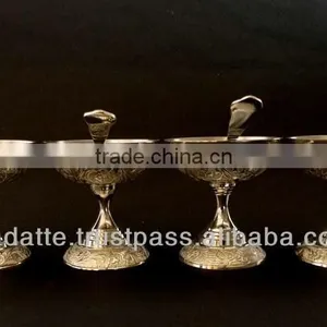 New Design Silver Plated Brass Metal Ice Cream 4 Bowl Gift Set thumbnail-2