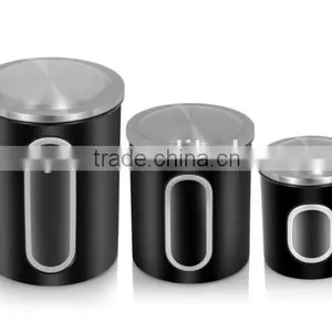 Metal Nested Kitchen Canister Storage Set With Window Show thumbnail-4