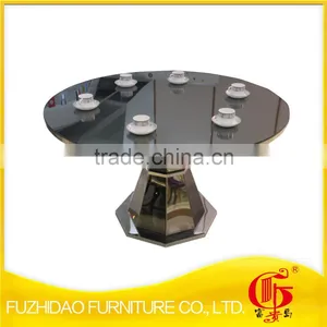 Upholstered Factory Price Stainless Steel Glass Top Table thumbnail-3