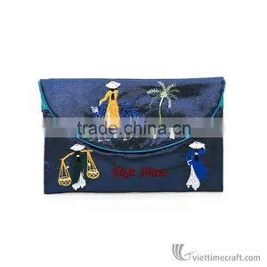 Hand Embroidered Wallet, Many Colors and Design to Choose, Made From Natural Silk in Vietnam thumbnail-2