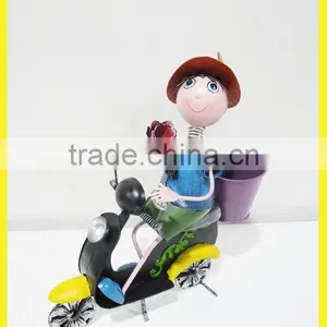 Cute Arts Craft Metal Boy With Motorcycle thumbnail-1