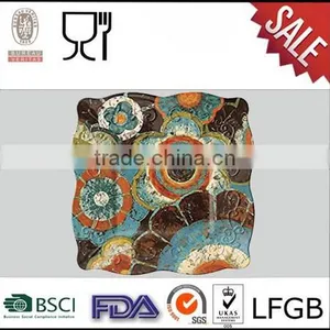 Fashional Large Square Wavy Vintage Melamine Plate thumbnail-1