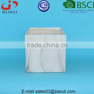12cm Marble Design Ceramic Square Plant Pot thumbnail-1