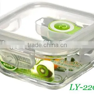 Square Glass Food Container With Smile Design Lock Lid thumbnail-1