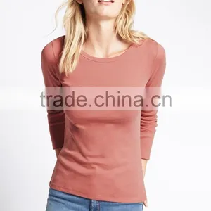 2017 New 100% Cotton Slim Fit Ladies Base T-shirt O Neck Blank Long Sleeve Women T-shirt thumbnail-6