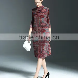 Ancient Printing High Neck Oversize Spring Dresses for Fat Lady thumbnail-6