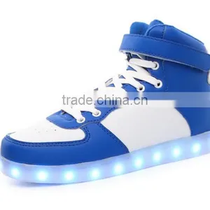 High Top PU Upper Colorful Lights Sneakers Led Shoe Stock thumbnail-5