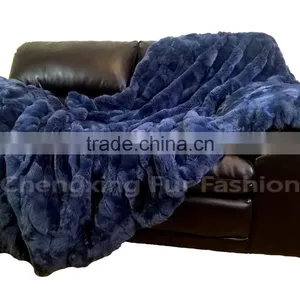 CX-D-65D Fashion Fur Throw Home Decor Genuine Rex Rabbit Fur Blanket thumbnail-6