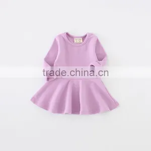 Wholesale Baby Girl Spring Dress Solid Color Long Sleeve Dress Winter Girls Plain Cotton Dresses thumbnail-6