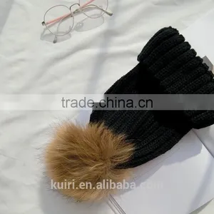 15 Colors Big Real Fur Poms Fashion Classic Tight Knitted Fur Ball Pom Poms Knitted Hat Women Cap Winter Beanie Fox Fur Balls thumbnail-1