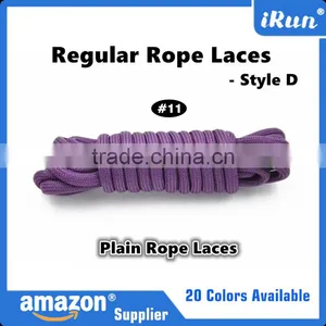 Dark Purple Regular Rope Plain Shoelaces - Bright Color Yeezy Laces - Hikers Plain Rope Laces With Transparent Tips thumbnail-1