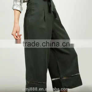 China Suppliers Women Tie Waist Trim Gaucho Pants thumbnail-2