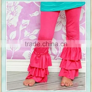Wholesale Ruffle Raglan Icing Ruffle Pants Sew Sassy Icing Legging 100% Cotton Solid Color Ruffle Pants thumbnail-1