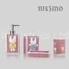 Pink Painting 4 Piece Environmentally Friendly Non Transparent Polyresin Bathroom Set thumbnail-1
