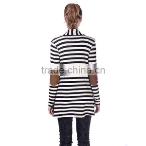 Wholesale Wool Knitted Sweater Cardigan Zebra Stripe Women thumbnail-5