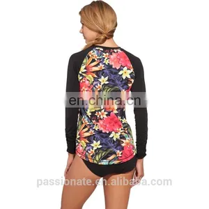 High Quality Floral Printed Breathable Long Sleeve Anti UV Rash Guard for Women thumbnail-4