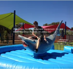Kids and Adults Outdoor Mechanical Rodeo Shark Rides Games With Inflatable Mattress for Sale thumbnail-4