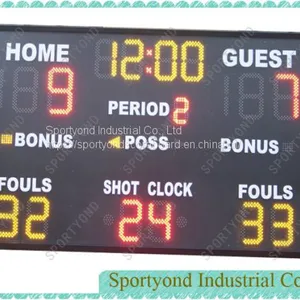 Indoor Outdoor Electronic Digital Scoreboard for Basketball Game With Inside 24 Seconds Clock thumbnail-1