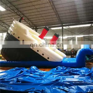 Outdoor Portable Blue Ship Inflatable Titanic Water Pool Slide for Sale thumbnail-2