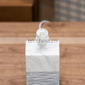 Factory Direct Sale Bulk Cheap Price Cuboid Pillar Ceramic White Modern Marble Table Lamp for Hotel Bedside thumbnail-2