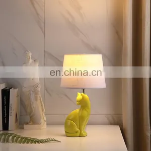 European Modern Animal Yellow Cute Cat Shape Ceramic Bedroom Desk Lights for Home Hotel thumbnail-6