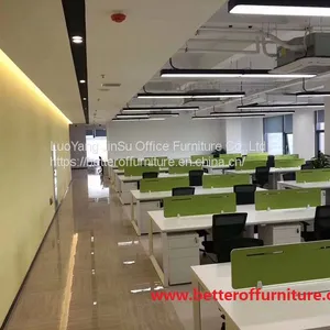 Module Design 4 Person Division Office Table Face to Face Steel Leg Desk Wooden Top thumbnail-1