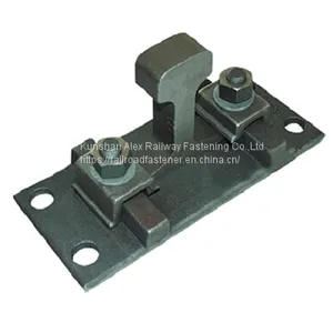 Casting Ribbed Baseplates/ Tie Plate With Double Shoulder With 4 Holes for Railroad Fastening thumbnail-2
