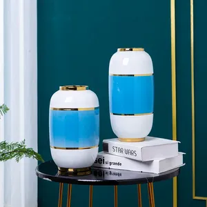 Chinese Jingdezhen Simple Art White Blue Hand Made Ceramic Vase For Indoor Decor thumbnail-1