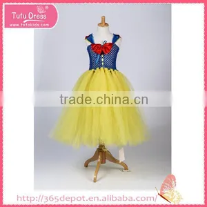 Softtextile Yarn Bright Yellow Bowknot Tutu Fluffy Voile Girl's Dress Children Frocks Designs thumbnail-1