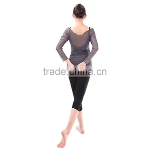 Factory Direct Sale Long Sleeve Stretchy Mesh Adult Dance and Yaga Top thumbnail-6