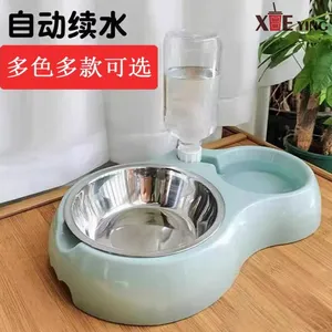 Eco Friendly Silicone Pet Bowl Nonslip Luxury Stainless Steel Dog Cat Bowl With Double Feeder Pet Food Bowl Dish thumbnail-3