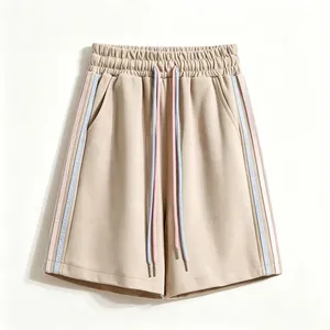 Women's 80% Polyester 20% Cotton Side Stripe Elastic Waist Casual Sports Shorts thumbnail-1