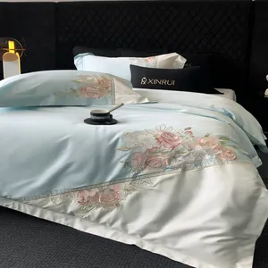 Wholesale 100% Cotton 4 Piece Bedding Set, Factory Direct Custom Printed Duvet Cover, Breathable Soft Bed Linen for Hotel & Home thumbnail-1