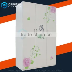 French Bedroom Furniture Set White and Pink Rose Printing Steel Bedroom Furniture Set thumbnail-1