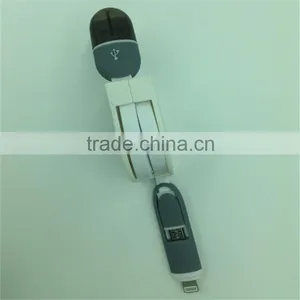 2016 New Hot Sale Cheap Flexible Wholesale Usb Cable Retracble Noodles 2 in 1 Charger Usb Cable thumbnail-2