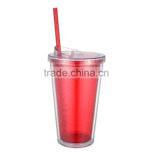 16oz Acrylic Double Wall Tumbler Cups With Straw and Diamond Inner Wall thumbnail-1