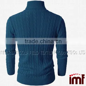 Mens Casual Turtleneck Slim Fit Pullover Sweaters With Twist Patterned thumbnail-3